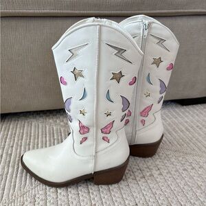Steve Madden - Jlaw Kids White and Pink Cowboy Boots - size 2